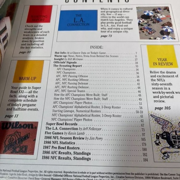 1987 NFL Super Bowl XXI Official Game Program New York Giants VS Denver Broncos - Picture 3 of 7